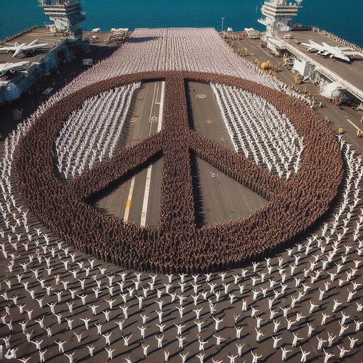 1000 sailors dancing in formation of a peace symbol on the deck of an aircraft carrier- view from above3.jpg